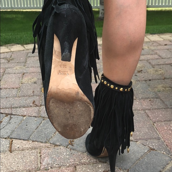 Gucci suede fringe Devandra runway boots - Picture 4 of 12